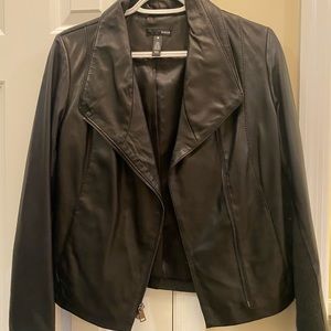 Great condition - Aqua (Bloomingdale’s) black leather jacket size small